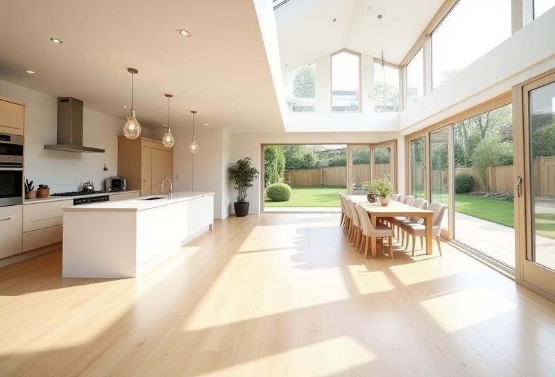 Bright kitchen in a new extension